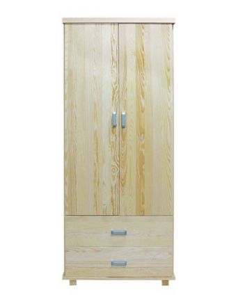 Armoire en bois de pin massif, naturel Columba 04 - Dimensions 195 x 80 x 59 cm (H x L x P)