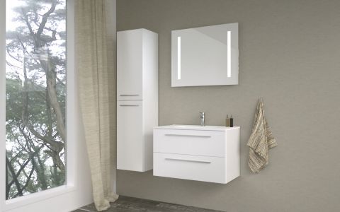 Meuble de salle de bains - Set AM Rajkot, 3 pièces y compris lavabo / vasque, couleur : blanc mat