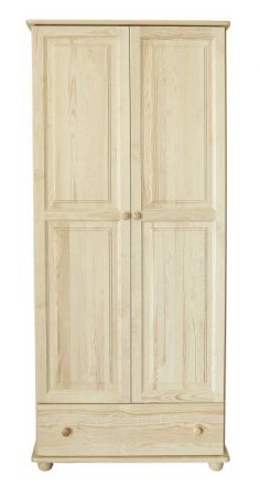 Armoire en bois de pin massif, naturel Junco 09A - Dimensions 195 x 92 x 59 cm (H x L x P)