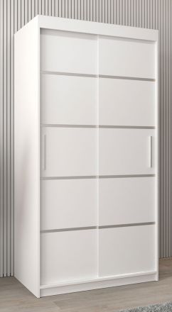 Armoire à portes coulissantes / Penderie Jan 01A, Couleur : Blanc mat - Dimensions : 200 x 100 x 62 cm ( h x l x p)