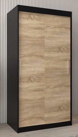 Armoire à portes coulissantes / Penderie Bisaurin 1A, Couleur : Noir / Chêne de Sonoma - Dimensions : 200 x 100 x 62 cm ( H x L x P)