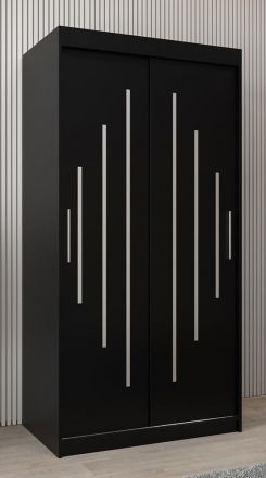 Armoire à portes coulissantes / Penderie Pilatus 01, Couleur : Noir - Dimensions : 200 x 100 x 62 cm (h x l x p)