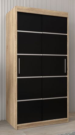 Armoire à portes coulissantes / Penderie Jan 01A, Couleur : Chêne de Sonoma / Wengé - Dimensions : 200 x 100 x 62 cm ( H x L x P)