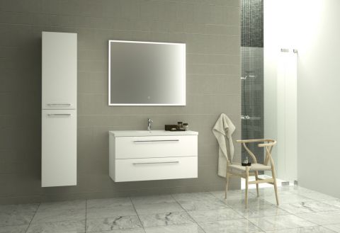 Meubles de salle de bains - Set BN Rajkot, 3 pièces avec lavabo / évier, couleur : blanc brillant