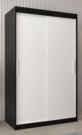 Armoire à portes coulissantes / Penderie Bisaurin 2A, Couleur : Noir / blanc mat - Dimensions : 200 x 120 x 62 cm ( h x l x p)
