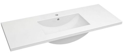 Salle de bain - lavabo Bokaro 04, couleur : blanc - 18 x 122 x 47 cm (H x L x P)