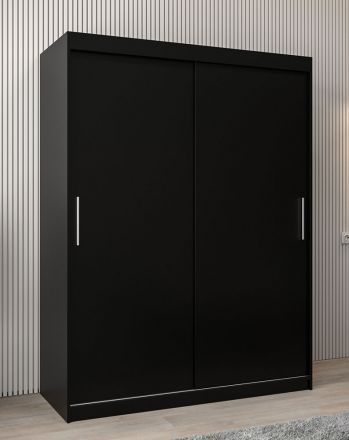 Armoire à portes coulissantes / Penderie Bisaurin 3A, Couleur : Noir - Dimensions : 200 x 150 x 62 cm ( h x l x p)