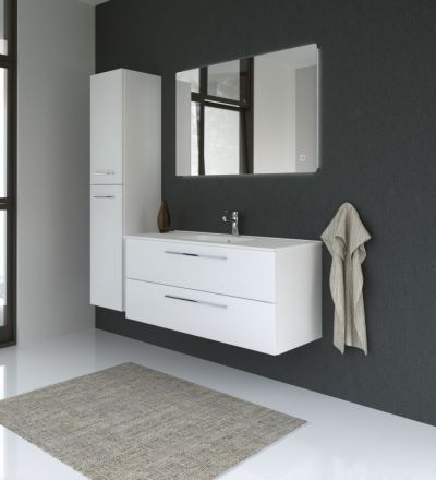 Meuble de salle de bains - Set BX Rajkot, 3 pièces y compris lavabo / vasque, couleur : blanc mat