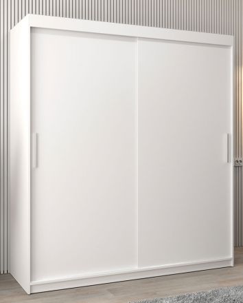 Armoire à portes coulissantes / Penderie Bisaurin 4A, Couleur : Blanc mat - Dimensions : 200 x 180 x 62 cm ( h x l x p)