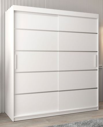 Armoire à portes coulissantes / Penderie Jan 04A, Couleur : Blanc mat - Dimensions : 200 x 180 x 62 cm ( h x l x p)