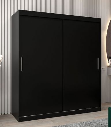 Armoire à portes coulissantes / Penderie Bisaurin 4A, Couleur : Noir - Dimensions : 200 x 180 x 62 cm ( h x l x p)
