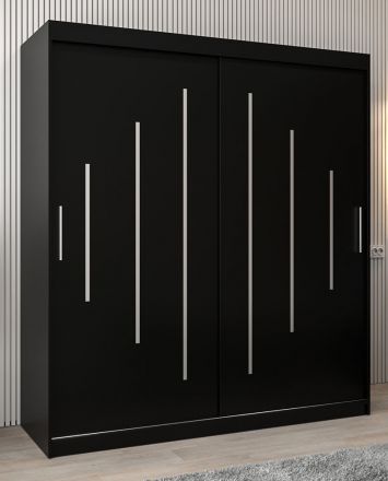 Armoire à portes coulissantes / Penderie Pilatus 04, Couleur : Noir - Dimensions : 200 x 180 x 62 cm (h x l x p)