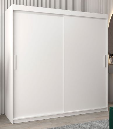 Armoire à portes coulissantes / Penderie Bisaurin 5A, Couleur : Blanc mat - Dimensions : 200 x 200 x 62 cm ( h x l x p)