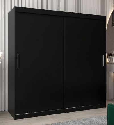 Armoire à portes coulissantes / Penderie Bisaurin 5A, Couleur : Noir - Dimensions : 200 x 200 x 62 cm ( h x l x p)