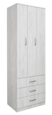 Armoire à portes battantes / armoire Muros 05, couleur : blanc chêne - 222 x 75 x 52 cm (H x L x P)