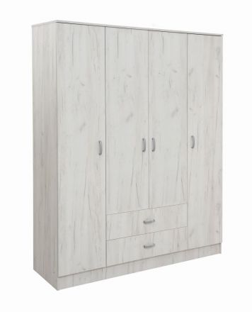 Armoire à portes battantes / armoire Sidonia 06, couleur : blanc chêne - 200 x 164 x 53 cm (H x L x P)