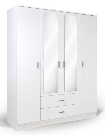 Armoire à portes battantes / armoire Sidonia 07, couleur : blanc - 200 x 164 x 53 cm (H x L x P)