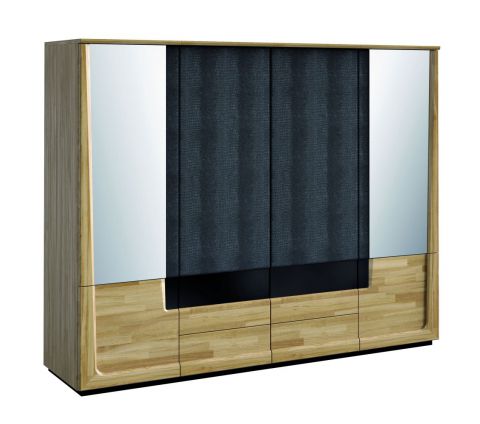 Armoire / armoire à portes battantes "Topusko" 38, couleur : chêne / noir, partiellement massif - Dimensions : 196 x 242 x 63 cm (H x L x P)