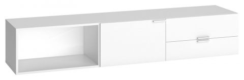 Meuble bas de télévision Minnea 24, couleur : blanc - Dimensions : 35 x 187 x 42 cm (H x L x P)
