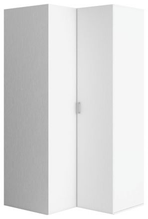 Armoire à portes battantes / armoire d'angle Minnea 06, couleur : blanc - Dimensions : 206 x 105 x 104 cm (H x L x P)