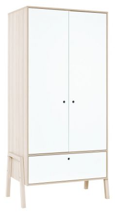 Armoire à portes battantes / armoire Hildrid 04, couleur : acacia / blanc - Dimensions : 203 x 100 x 60 cm (H x L x P)