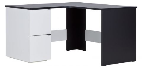 Chambre d'adolescents - bureau d'angle Marincho 69, couleur : blanc / noir - Dimensions : 75 x 135 x 130 cm (h x l x p)