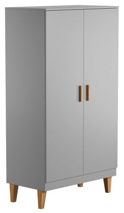 Armoire à portes battantes / armoire Rilind 08, couleur : gris / chêne - Dimensions : 187 x 100 x 55 cm (h x l x p)