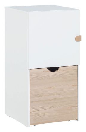 Chambre d'adolescents - commode Skalle 15, couleur : blanc / marron clair - Dimensions : 94 x 47 x 49 cm (H x L x P)