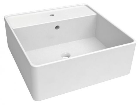 Salle de bain - lavabo Dhule 09, couleur : blanc - 15 x 41 x 41 cm (H x L x P)