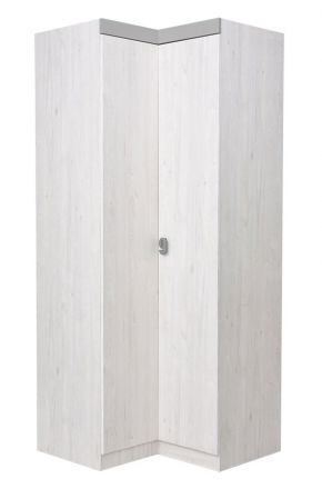 Chambre d'enfant - armoire à portes battantes / armoire d'angle Luis 22, couleur : blanc chêne / gris - 218 x 91/93 x 52 cm (H x L x P)