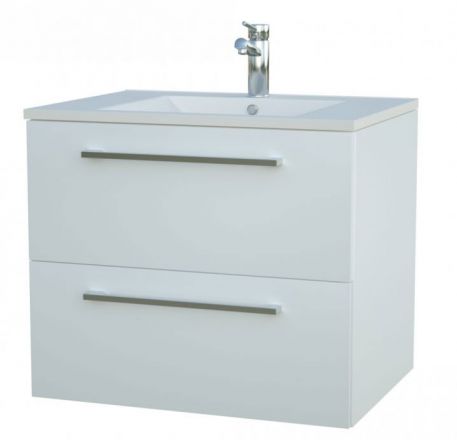 Meuble lavabo Bijapur 13, couleur : blanc brillant - 50 x 62 x 47 cm (H x L x P)