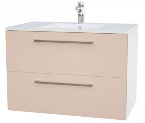Meuble lavabo Bijapur 19, couleur : beige brillant - 50 x 76 x 47 cm (H x L x P)