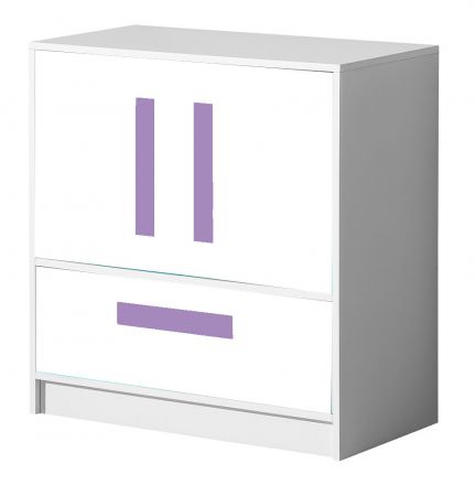 Commode Walter 08, couleur : blanc brillant / violet - 85 x 80 x 40 cm (h x l x p)