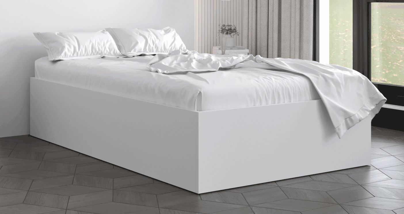 Lit au design sobre Dufourspitze 04, Couleur : Blanc - couchage : 120 x 200 cm (l x L)