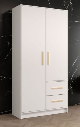 Armoire simple avec grand espace de rangement Similaun 10, Couleur : Blanc mat - Dimensions : 202 x 103 x 40 cm (h x l x p), avec cinq casiers et deux tiroirs