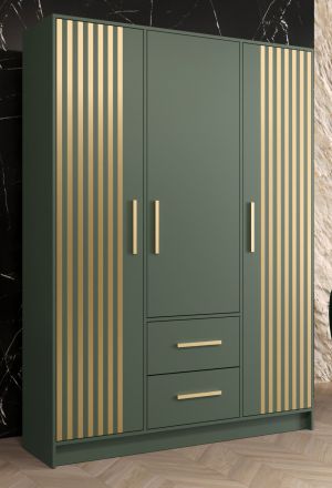Armoire exceptionnelle avec 10 compartiments Similaun 69, Couleur : Vert - Dimensions : 202 x 153 x 40 cm (h x l x p), avec deux tiroirs et une tringle à vêtements