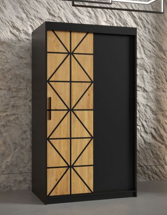 Armoire avec motif moderne Zumsteinspitze 01, Couleur : Noir mat - Dimensions : 200 x 100 x 62 cm (h x l x p), avec cinq casiers