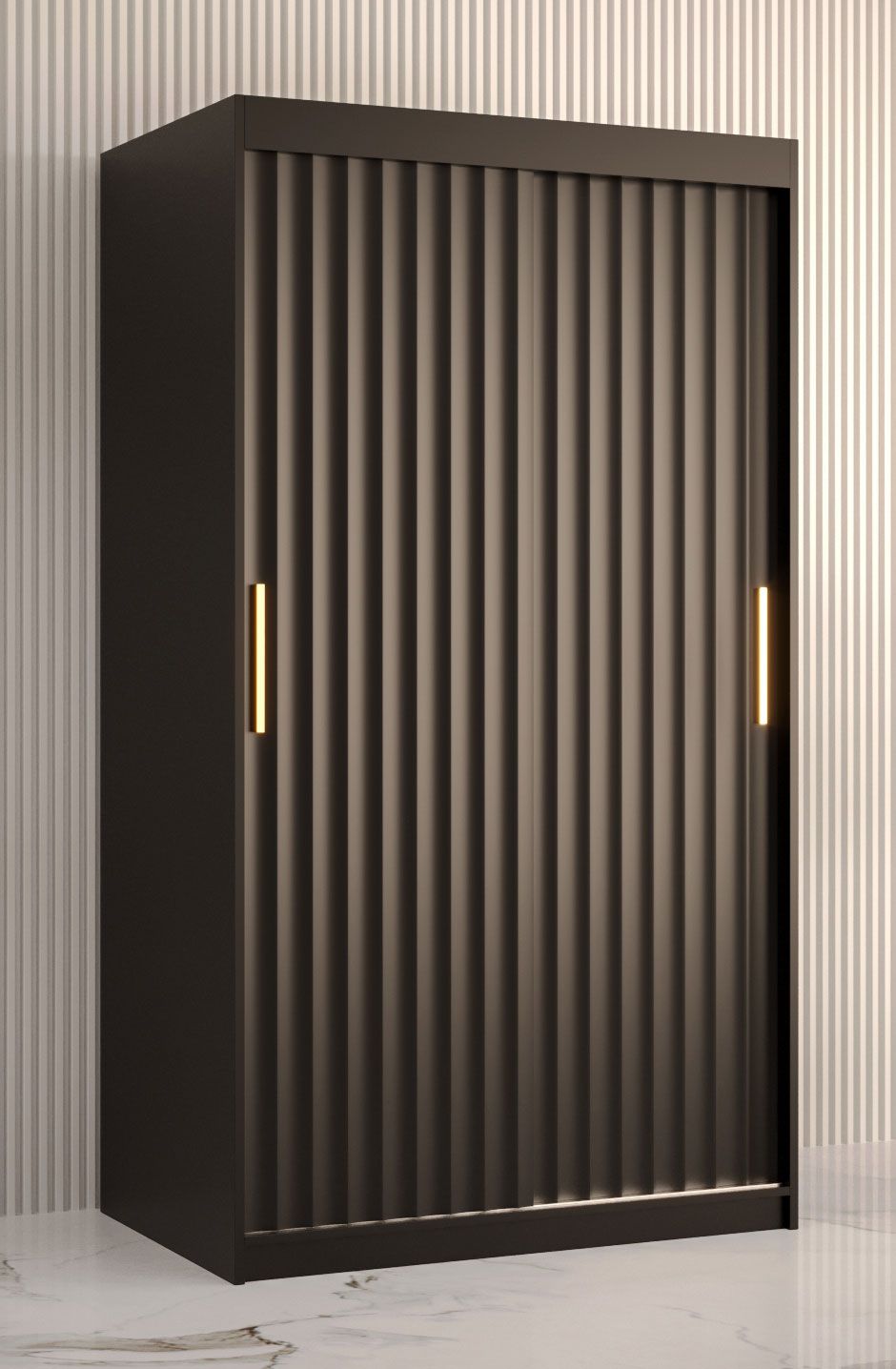 Armoire au design moderne Balmenhorn 52, Couleur : Noir mat - Dimensions : 200 x 100 x 62 cm (h x l x p), avec cinq casiers