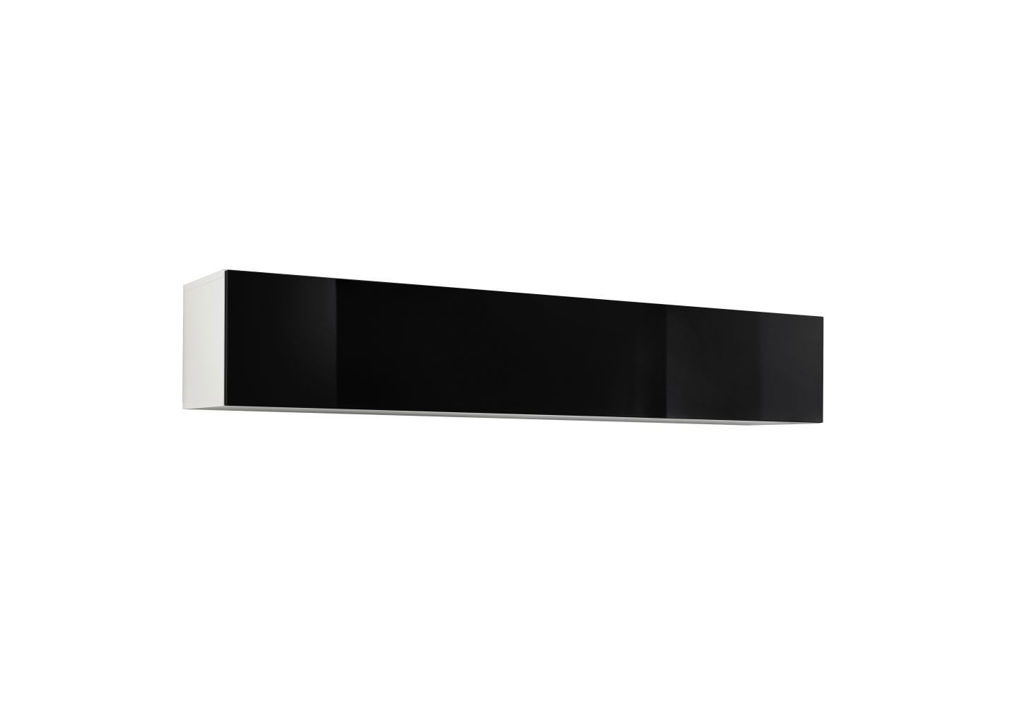 Armoire suspendue salon Raudberg 34, Couleur : Noir / Blanc - Dimensions : 30 x 160 x 29 cm (h x l x p), avec fonction push-to-open