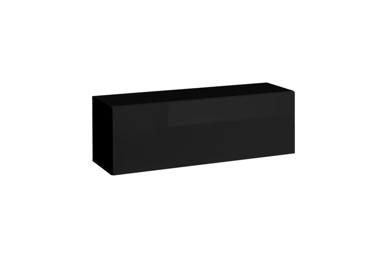 Armoire suspendue moderne Trengereid 11, Couleur : Noir - dimensions : 35 x 105 x 32 cm (h x l x p), avec deux compartiments