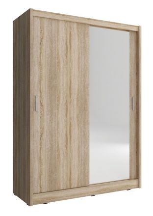 Armoire moderne à portes coulissantes avec miroir Warbreck 12, Couleur : Chêne de Sonoma - Dimensions : 200 x 150 x 62 cm (H x L x P)