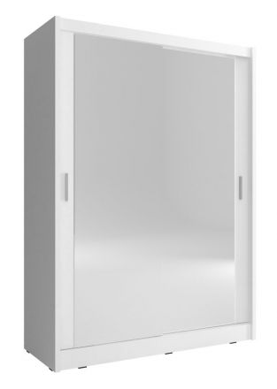 Armoire à portes coulissantes avec deux portes miroir Warbreck 14, Couleur : Blanc - Dimensions : 200 x 150 x 62 cm (H x L x P)