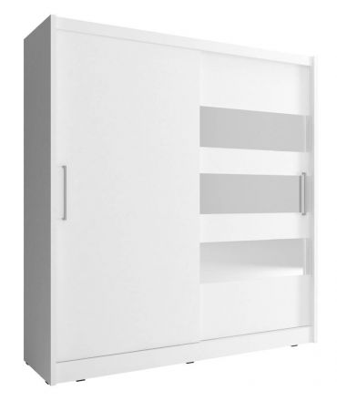 Armoire moderne Warbreck 41, Couleur : Blanc - Dimensions : 200 x 180 x 62 cm (h x l x p), avec trois bandes de miroir