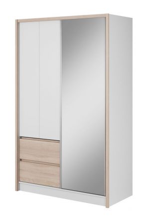 Armoire de toilette avec six compartiments et une tringle à vêtements Kirkdale 10, Couleur : Blanc / Chêne de Sonoma - Dimensions : 214 x 134 x 62 cm (H x L x P)