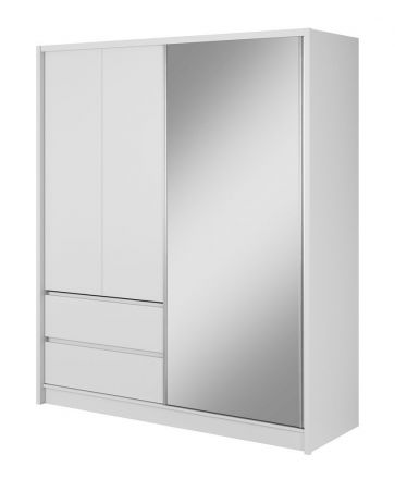Armoire simple à portes coulissantes avec six compartiments Kirkdale 05, Couleur : Blanc - Dimensions : 214 x 184 x 62 cm (h x l x p), avec grand espace de rangement