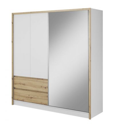 Armoire de toilette avec six compartiments et deux tiroirs Kirkdale 03, Couleur : Blanc / Chêne Artisan - Dimensions : 214 x 204 x 62 cm (H x L x P)