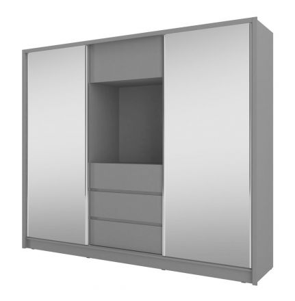 Armoire avec sept compartiments et trois tiroirs Withington 02, couleur : anthracite - Dimensions : 214 x 254 x 62 cm (h x l x p), avec grand espace de rangement