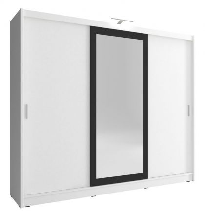 Armoire blanche à portes coulissantes avec une porte miroir Bickleigh 16, Couleur : Blanc - Dimensions : 214 x 250 x 62 cm (h x l x p), avec 12 compartiments