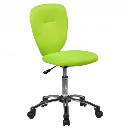 Chaise pivotante pour enfants et adolescents Apolo 71, Couleur : Vert / Chrome, adapté de 120 - 160 cm