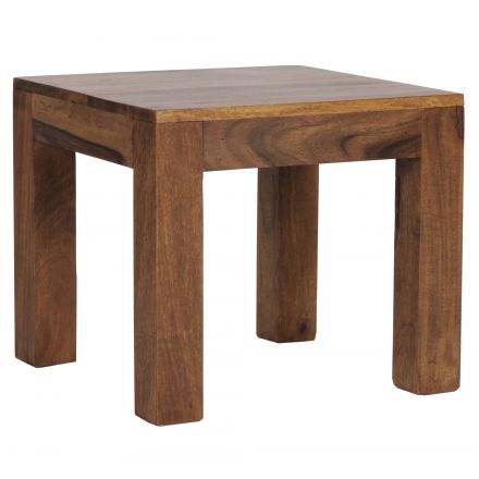 Petite table basse / Table d'appoint en bois massif de Sheesham Apolo 152, Couleur : Sheesham teinté - Dimensions : 40 x 45 x 45 cm (H x L x P)